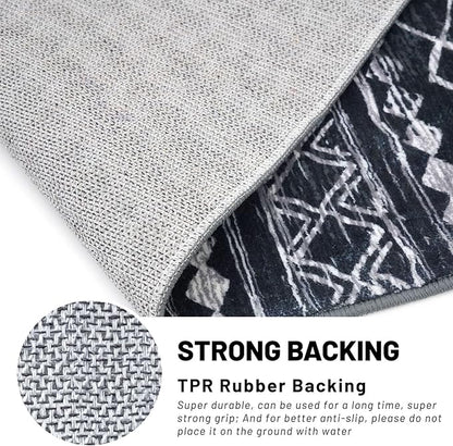KUTA Boho Runners for Hallways 2x8 Black Moroccan Washable Runner Rug Non-Slip Vintage Kitchen Rugs Ultra Soft Distressed Geometric Floor Carpet for Bedroom Laundry Living Room
