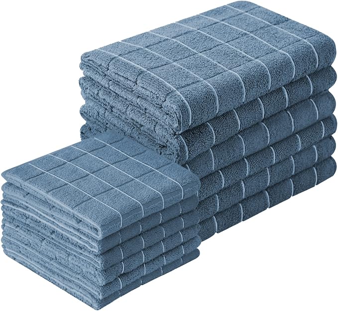 Microfiber Kitchen Towels and Dishcloths Set, 26 X 18 Inch and 12 X 12 Inch by Puomue