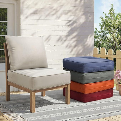 Outdoor Cushion Set for Furniture Patio Furniture, UV Resistant, Water Resistant - 6 Inch Thick Foam Garden Cushions– 24x24 Inch Patio Seat Covers for Chair/Sofa/Couch | Beige | 3-Pack |