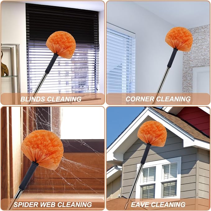 4 Pack OrangeTwist-On Cobweb Duster Head Brush // Spider Web Brush - Image 5