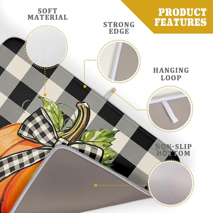 Fall Thanksgiving Pumpkin Dish Drying Mat - Image 4