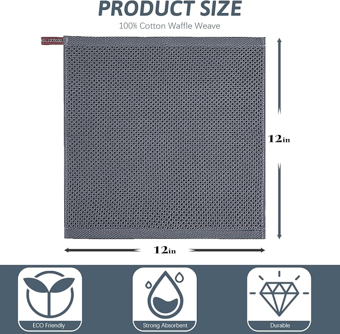 Nialnant 12 Pack Dish Cloths, 100% Cotton Dish Towels - Image 2