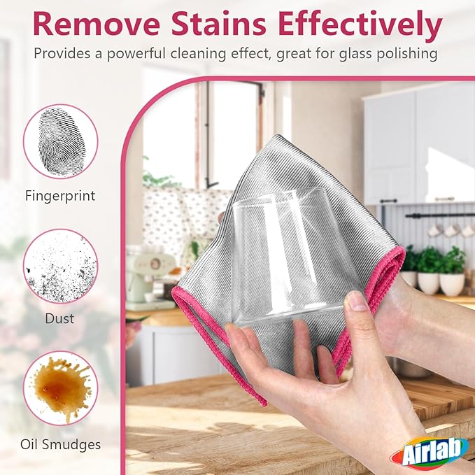 Airlab Glass Polishing Cloth Streak Free Miracle Microfiber Cleaning Cloth Lint - Image 2
