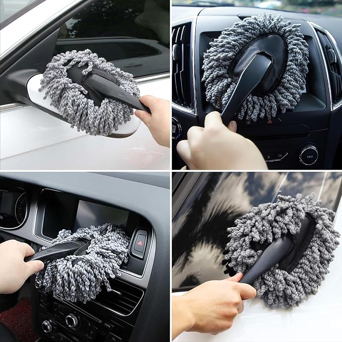 Car Interior Duster Detailing Brush Set Cleaning Gel Kit, Soft Microfiber - Image 9