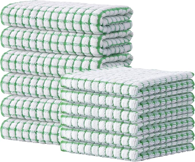 Kitinjoy Cotton 12 Pack Kitchen Towels and Dishcloths Sets, 16 x 25 Inch & 12 X by Kitinjoy