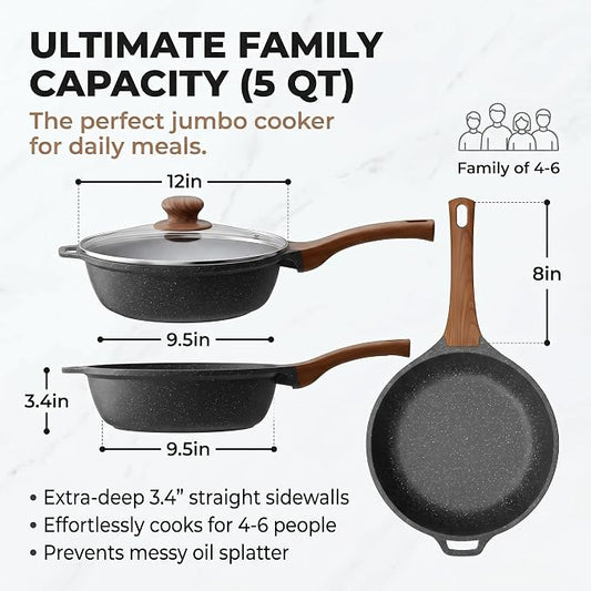 YASHE 12 Inch Nonstick Saute Pan - Image 2