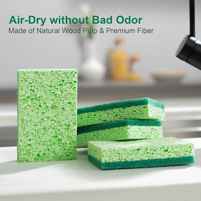 JOYMOOP Clean Sponges, Dual-Sided Non-Scratch Soft Scrub Dish Sponge, Safe - Image 7