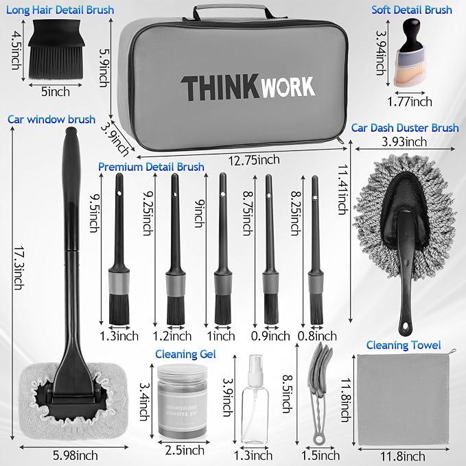 THINKWORK Windshield Cleaner Tool, Car Interior Cleaning Kit, Car Detailing Kit - Image 8