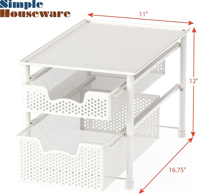 Simple Houseware Stackable 2 Tier Sliding Basket Organizer Drawer - Image 2