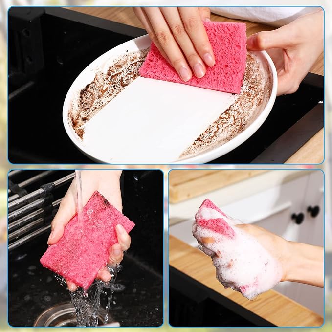 Zhengmy 48 Pieces Sponges Kitchen Compressed Sponges Bulk Natural Dish Sponge - Image 6