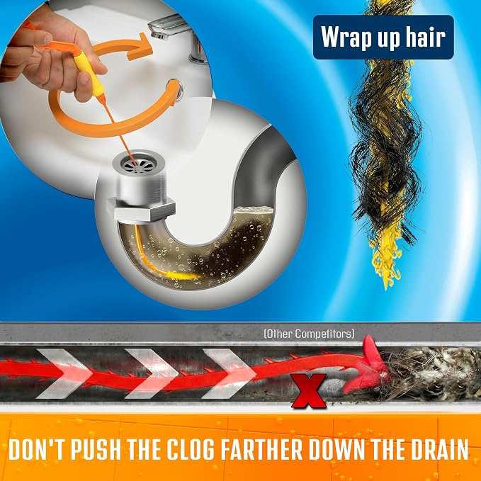 FlexiSnake Drain Weasel Sink Snake Hair Clog Remover Tool, Bathtub Drain Cleaner - Image 5
