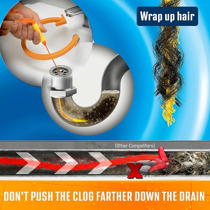 FlexiSnake Drain Weasel Sink Snake Hair Clog Remover Tool, Bathtub Cleaner - Image 6