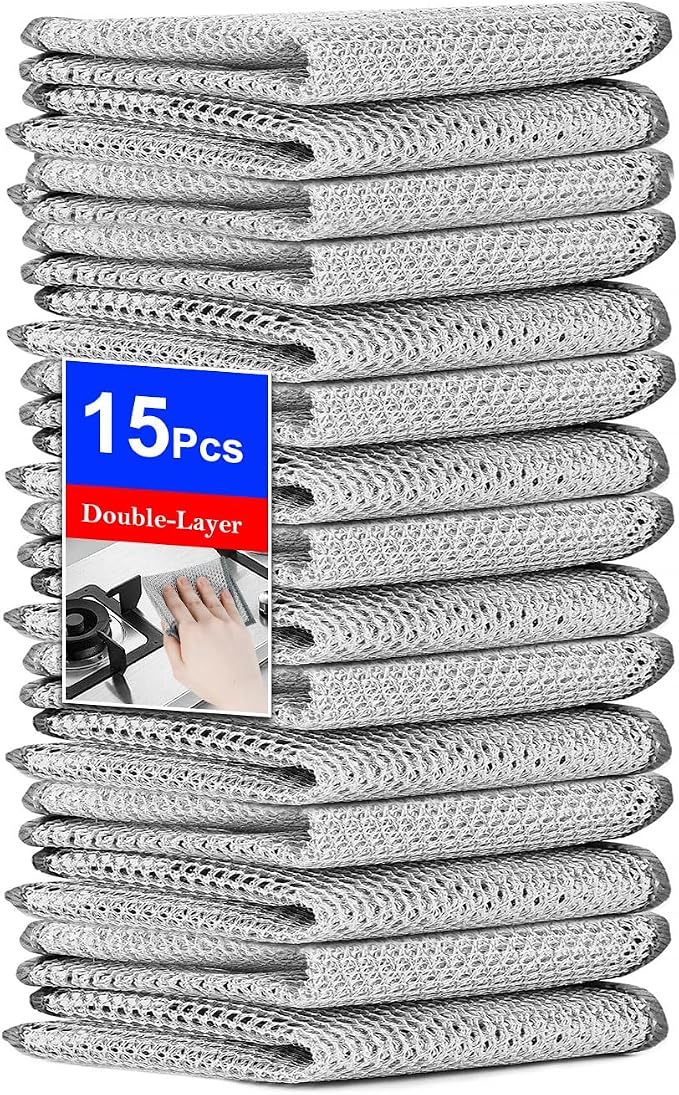 15PCS Multipurpose Wire Dishwashing Rag, Non Scratch Wire Dishcloth, Reusable by UFOGIFF