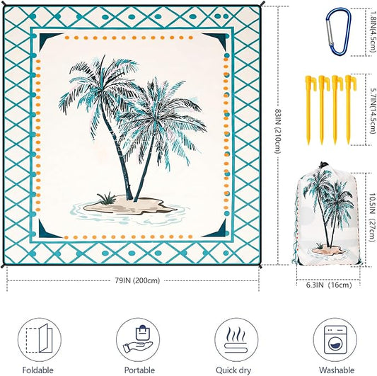 HIHOHO Beach Blanket Waterproof Sandproof Extra Large Beach Mat 79" X - Image 2