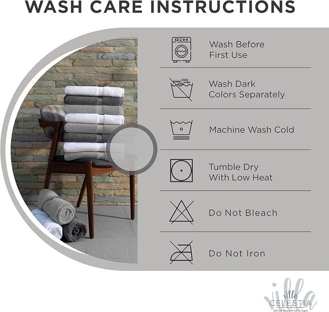 100% Cotton Bath Towel Set of 10-2 Bath Towels, 4 Hand Towels, 4 Wash Cloths - Image 6