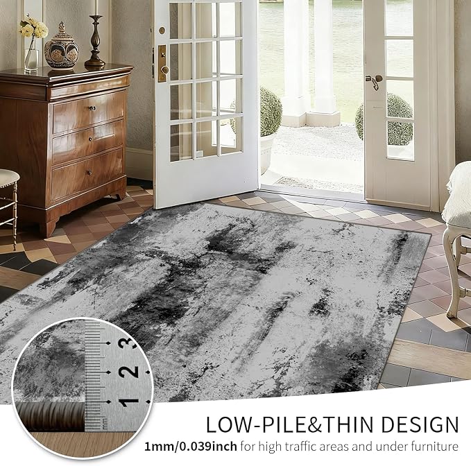 4x6 Area Rugs for Living Room, Modern Abstract Washable Rug, Boho Entryway Non - Image 6