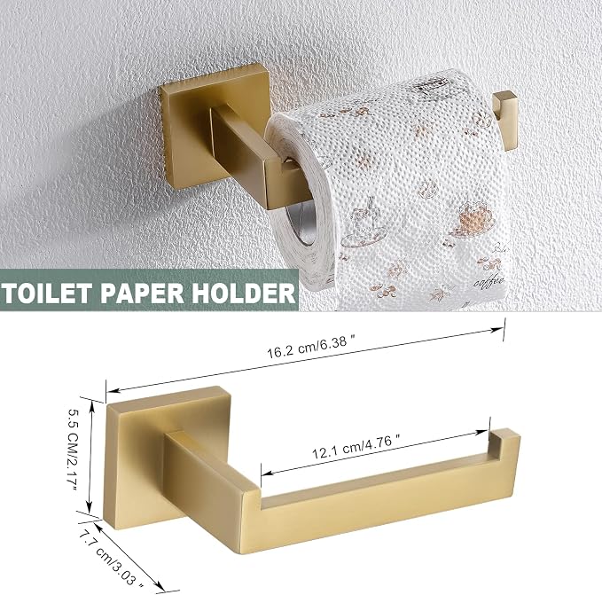 Brushed Gold Bathroom Towel Bar Sets Premium Stainless Steel 4-Piece Bathroom - Image 5