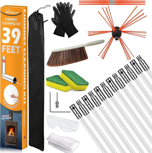 Sealegend 39 Feet Chimney Sweep Kit Chimney Brush, Chimney Cleaning Kit and by Sealegend