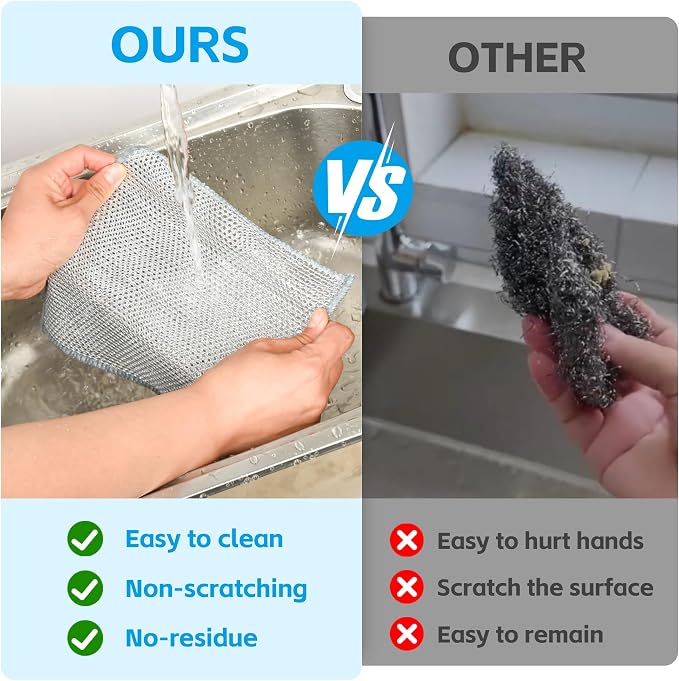 12Pack Multipurpose Wire Dishwashing Rags, Upgrade Non Scratch Wire Dishcloth - Image 4