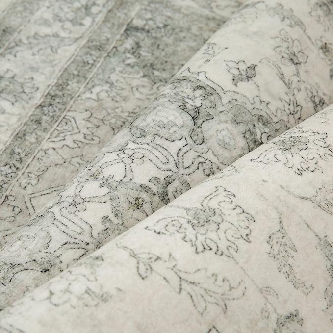 Green Runner Rug 2x6 Washable Vintage Carpet Hallway Kitchen Soft Retro Low Pile Thin Indoor Bedroom Non Slip Oriental Medallion Long Throw Rug for Bathroom Laundry Dining Room