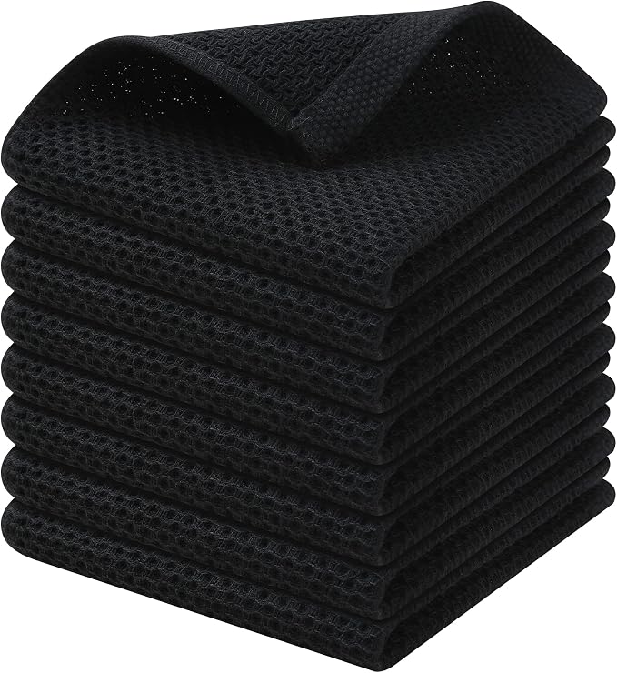 Kitinjoy 100% Cotton Kitchen Dish Cloths, 8 Pack Waffle Weave Ultra Soft by Kitinjoy
