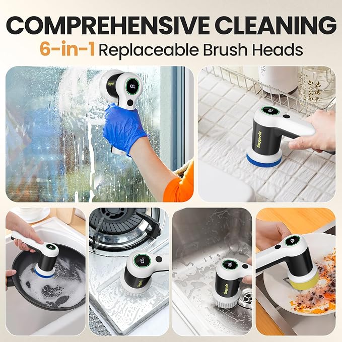 Electric Bathroom Cleaning Brush, Cordless Spin Scrubber Full Body Waterproof - Image 4
