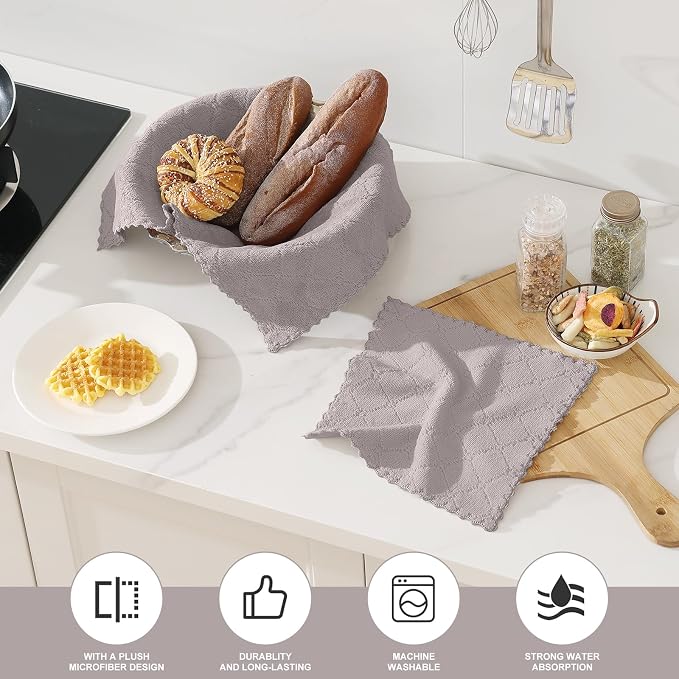 Homaxy Kitchen Towels and Dishcloths Set, 10 x 10 and 13 x 19 Inches, No Lint - Image 2