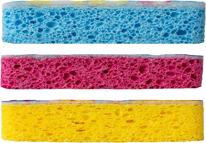 Casabella Cellulose Scrub Sponges, Lime and Orange Print - Image 6