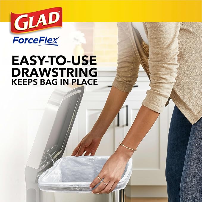 Glad Trash Bags, ForceFlex Tall Kitchen Drawstring Garbage Bags, 13 Gal - Image 4