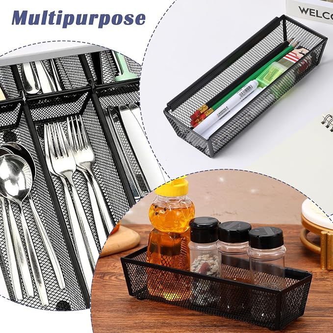 10 Pack Silverware Drawer Organizer 9 x 3 x 2 Inch Mesh Utensil Organizer - Image 7