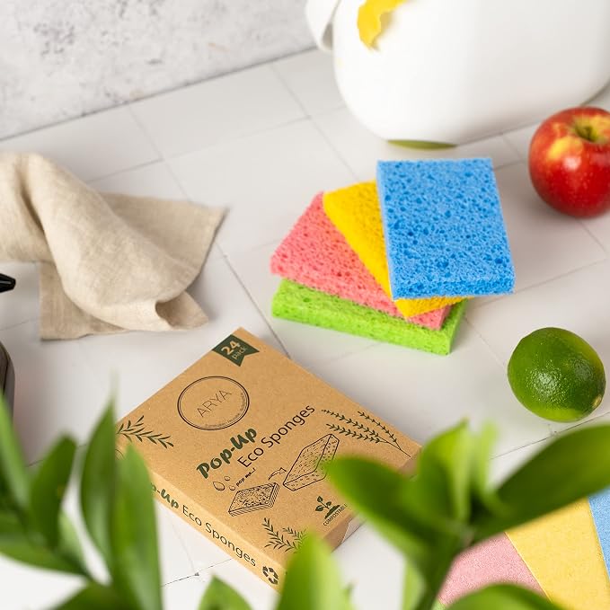ARYA. | Pop-Up Eco Sponges 24 Pack | Natural Cellulose | Compostable & - Image 9