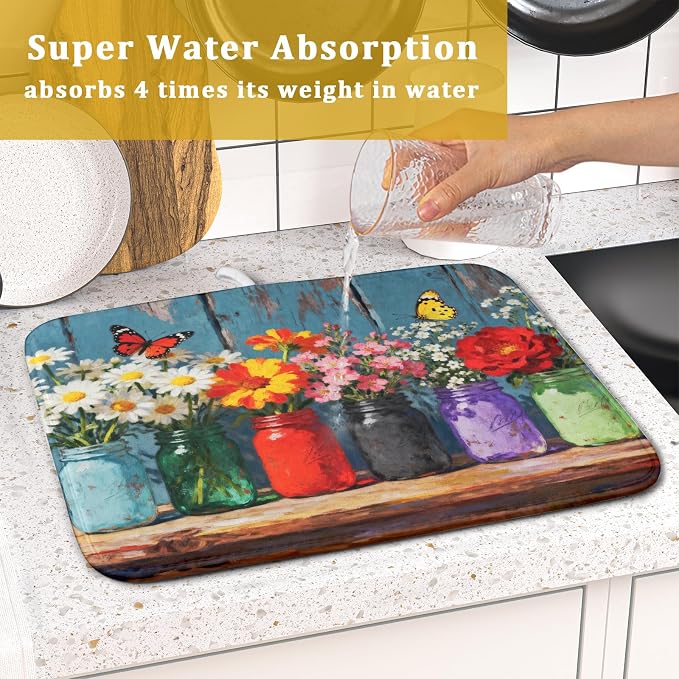 Spring Summer Floral Dish Drying Mat - Image 7