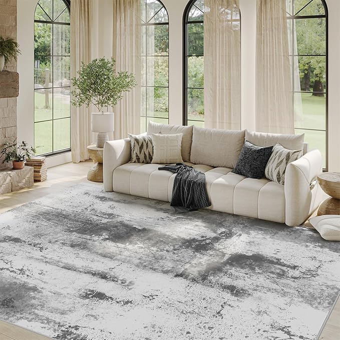 5x7 Area Rugs for Living Room, Modern Abstract Washable Rug, Boho Non Slip Low - Image 4