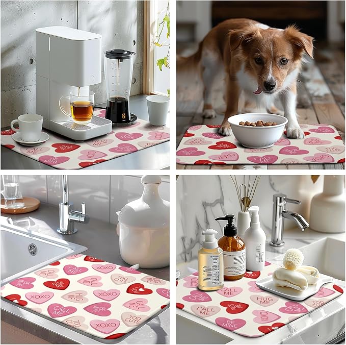 Valentine Love Heart Dish Drying Mat - Image 7