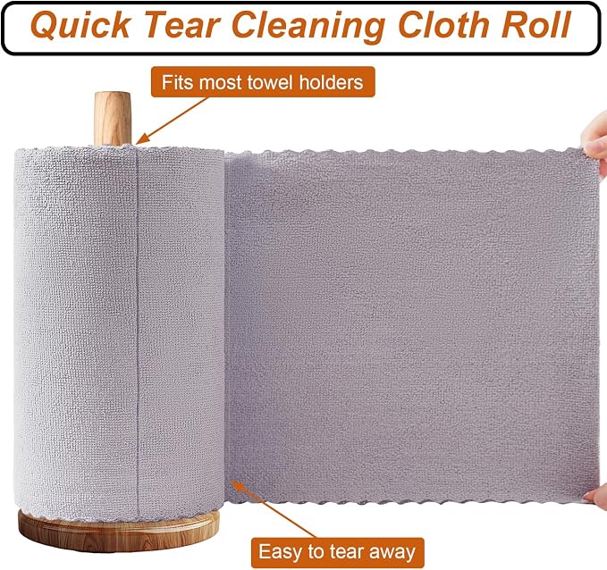 80 Pack Microfiber Cleaning Cloth Roll, Lint Free Rags & Tear Away Reusable - Image 3