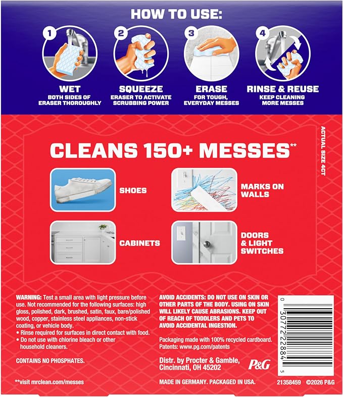 Mr. Clean Magic Eraser Sponge, All Purpose Cleaner, Cleaning Scrubber, Shower - Image 14