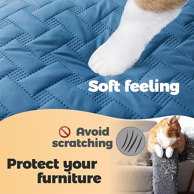 gogobunny 100% Double Sided Waterproof Dog Blanket Soft Pet Bed Cover Reversible Protect Furniture Couch Sofa Car for Puppy Cat Kids (Dark Blue/Light Blue, 82x102 Inch (Pack of 1))