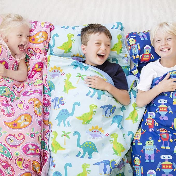 Wildkin Kids Original Nap Mat – Cozy Kids Sleep Mat with Pillow, Ideal for School & Travel - Heroes