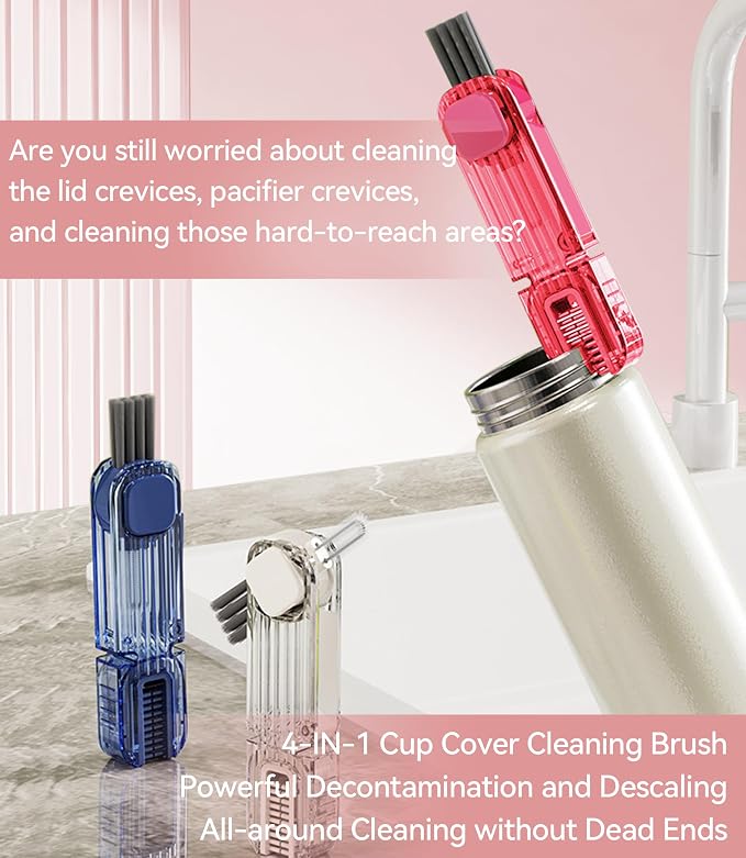 4 in 1 Cup Lid Gap Cleaning Brush, Mutipurpose Tiny Silicone Cup Holder Cleaner - Image 6