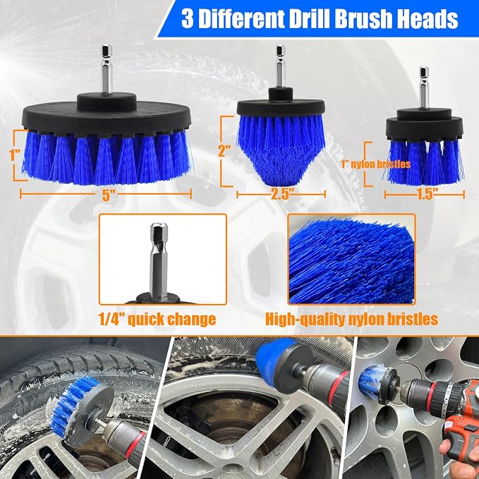 Wheel Brush Kit, Soft Drill Wheel Cleaner Brush, Tire Brush, Detailing Brush - Image 5