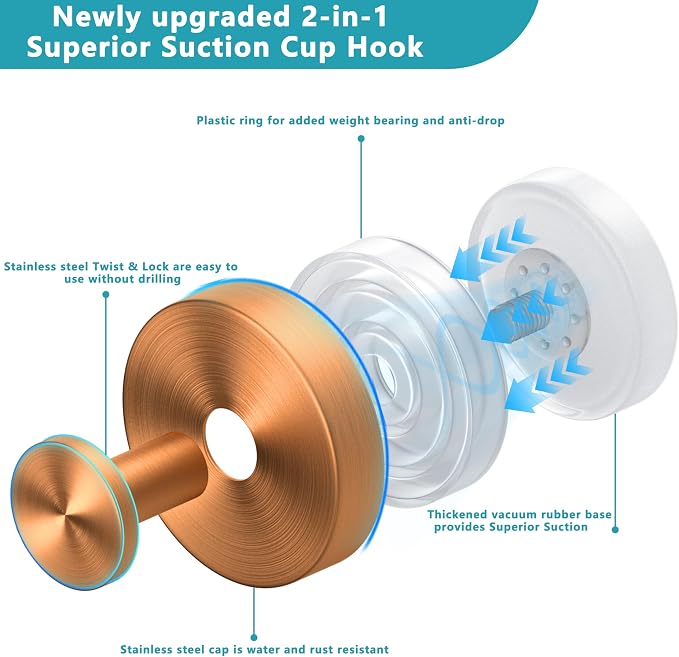Suction Cup Hooks for Shower, Wreath Hanger for Front Door, Removable No Drill - Image 5