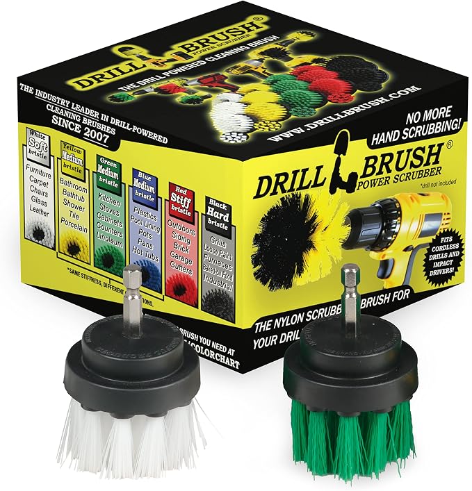 Drill Brush - Grout Cleaner - 2-inch Diameter Round Spin Brush Set - Kitchen by Drillbrush