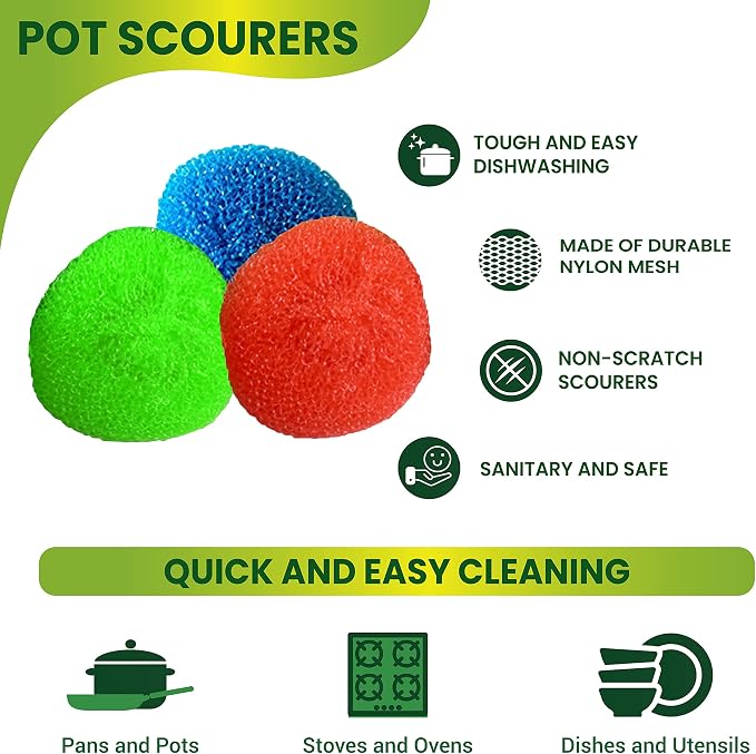 SCRUBIT 18 Round Nylon Dish Scrubber Scouring Pads - Image 5