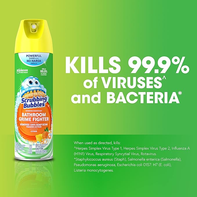 Scrubbing Bubbles Bathroom and Shower Cleaner Aerosol, Foaming Action Bathroom - Image 2