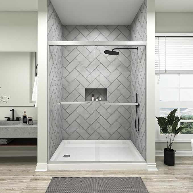 50-54x72 Inch Semi-Frameless Double Sliding Shower Door by TrumbeakFurniture