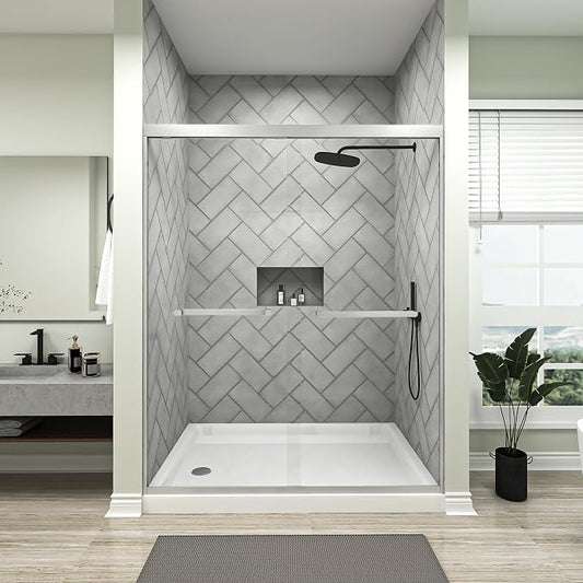 50-54x72 Inch Semi-Frameless Double Sliding Shower Door by TrumbeakFurniture