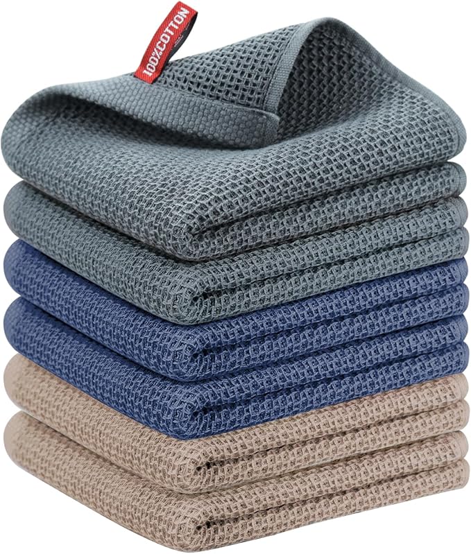 Nialnant 6 Pcs Kitchen Towels, 100% Cotton Kitchen Hand Towels, Super Soft and by Nialnant