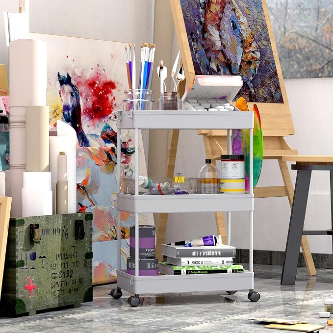 SPACEKEEPER Rolling Storage Cart 3 Tier Bathroom Cart Organizers - Image 6