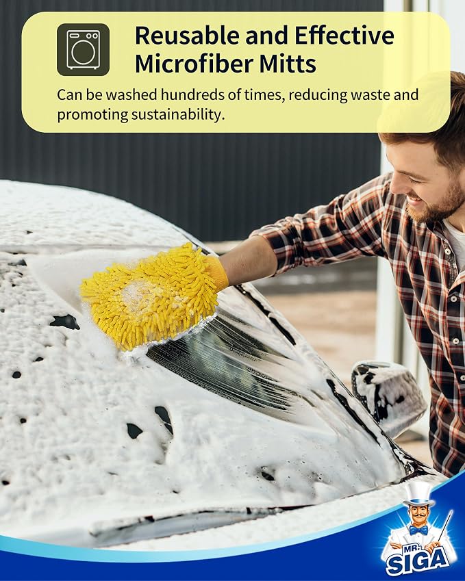 MR.SIGA Premium Microfiber Soft Chenille Car Wash Mitt - Image 3