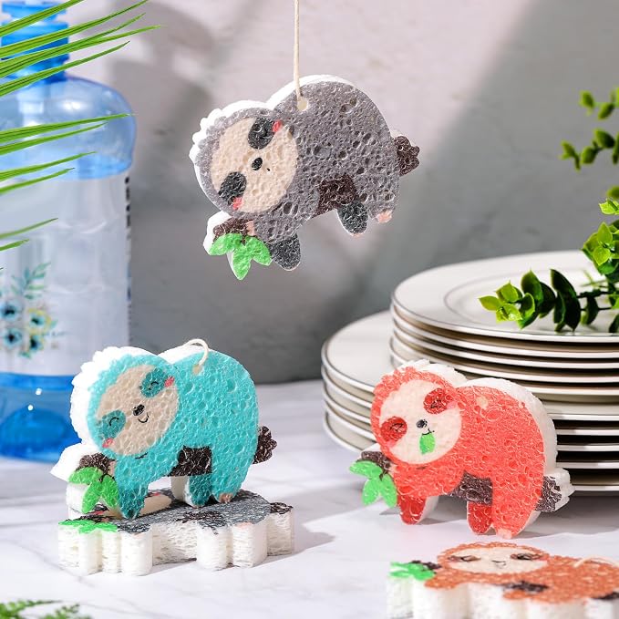 8 Pcs Christmas Sponges Dish Sponges, Cute Kitchen Scrub Sponge, Dual-Sided - Image 4